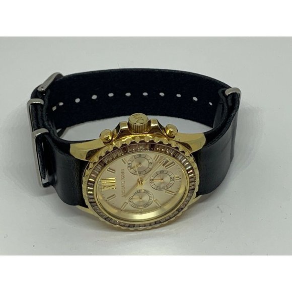 Michael Kors MK5874 Womens Black Leather Analog Ch main image 7